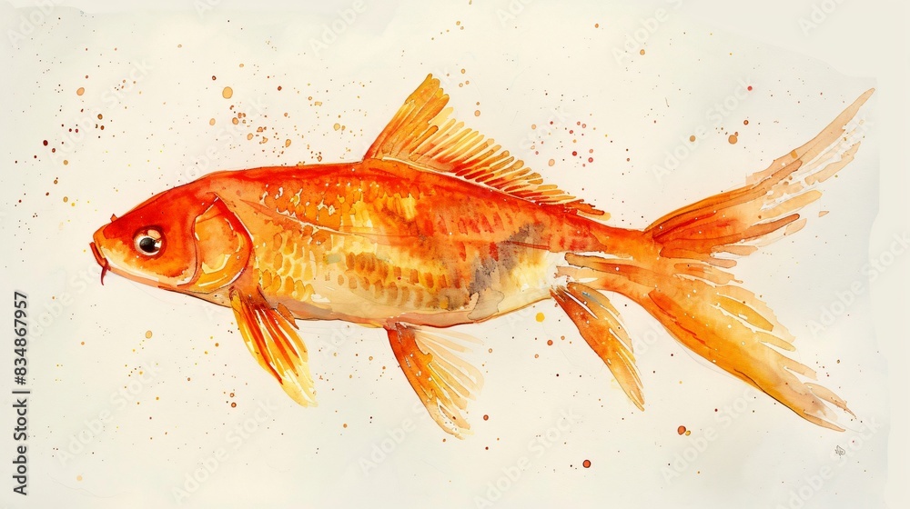 Goldfish painting white background Goldfish painting white background