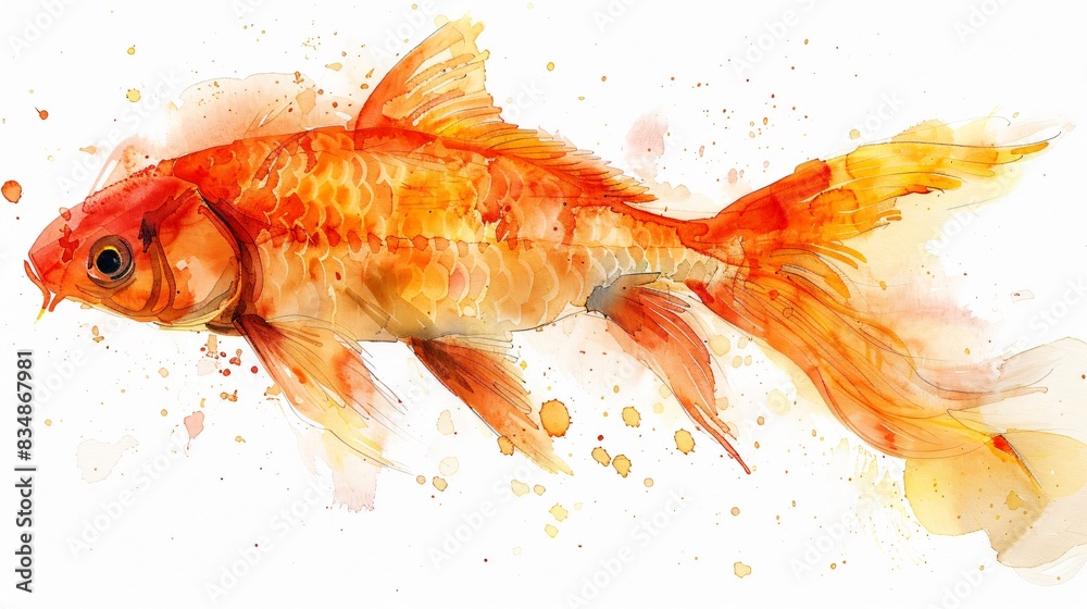 Goldfish red tail orange fins painting Goldfish red tail orange fins painting