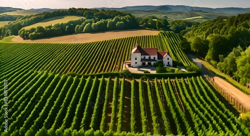 Farmhouse in a vineyard. photo