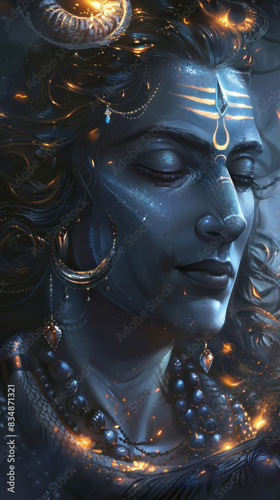 Obraz premium Peaceful or meditating face of lord shiva