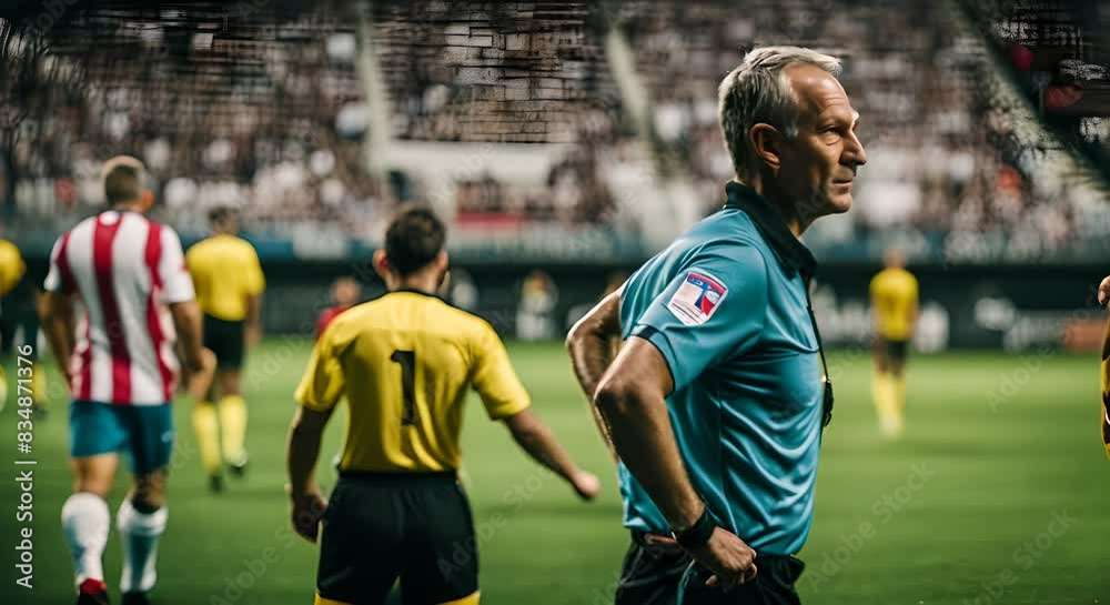 Referee in a soccer match. Referee in a soccer match.