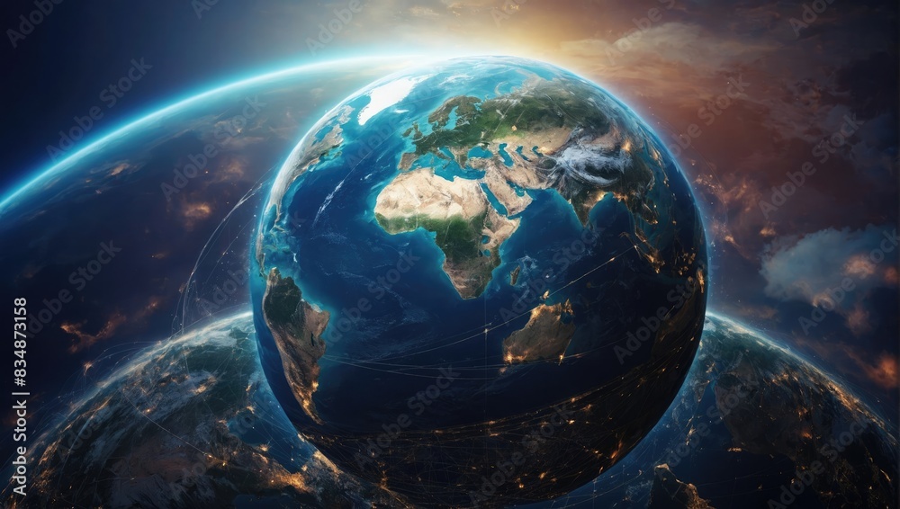 Fototapeta premium Earth from space showing the earth's atmosphere and the earth as seen from space background
