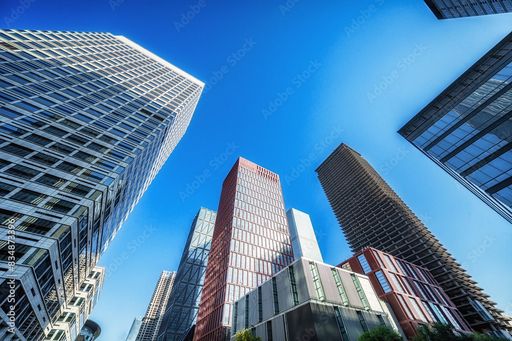 Modern Urban Skyline with Shining Skyscrapers Modern Urban Skyline with Shining Skyscrapers