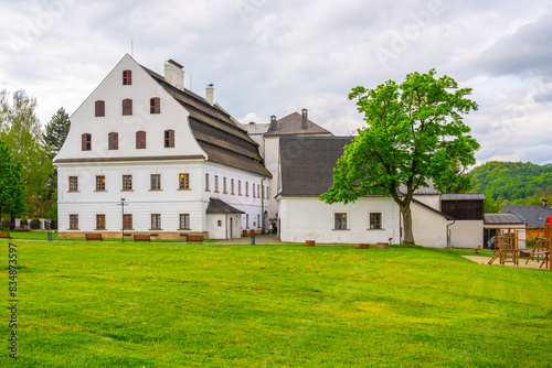 Schilderij op canvas A view of the historic paper mill building in Velke Losiny, Czechia