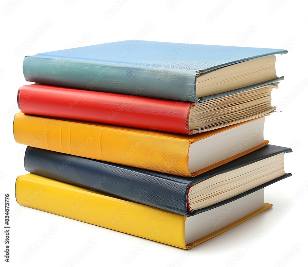 A stack of colorful books isolated on a white background with a clipping path A stack of colorful books isolated on a white background with a clipping path