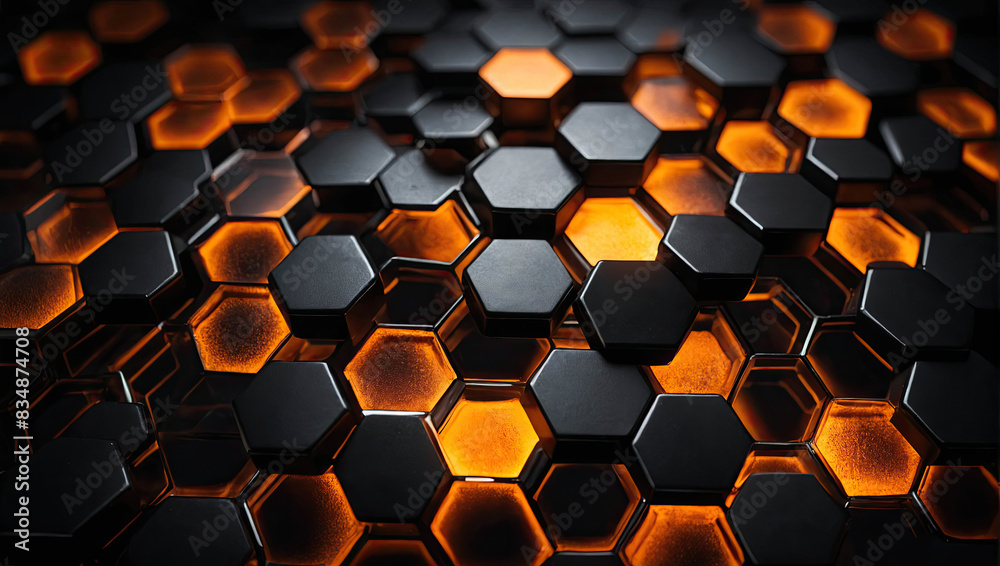 Hexagonal abstract metal background with light Hexagonal abstract metal background with light