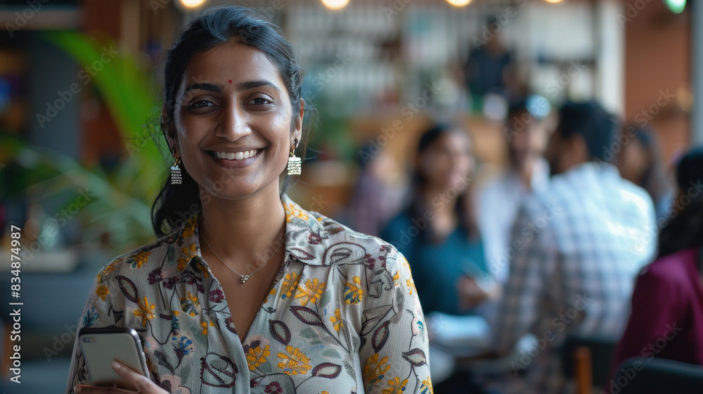 Young indian woman standing confidently at office Young indian woman standing confidently at office