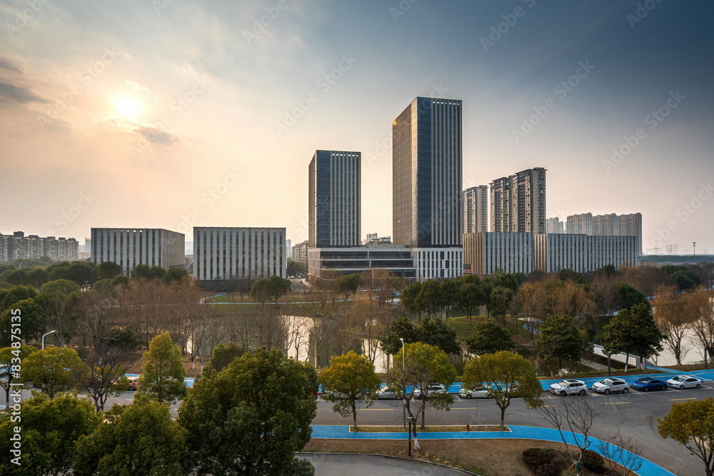 Fototapeta premium Modern Cityscape at Sunset