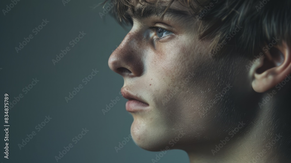 profile portrait of a teenage boy with a weak chin profile portrait of a teenage boy with a weak chin