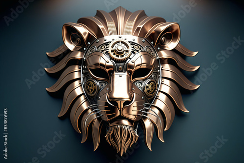 Metallic lion mask. Digital...
