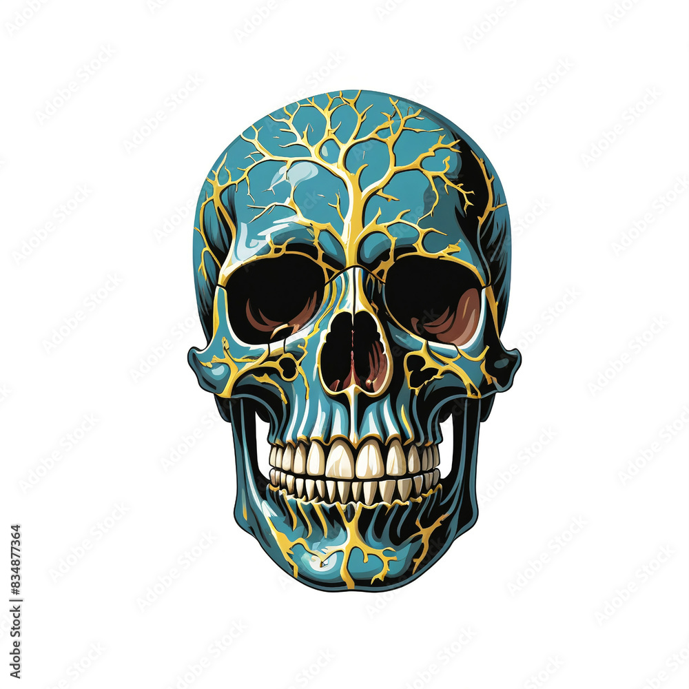 Human head skull. Isolated on white background. Color illustration. Human head skull. Isolated on white background. Color illustration.