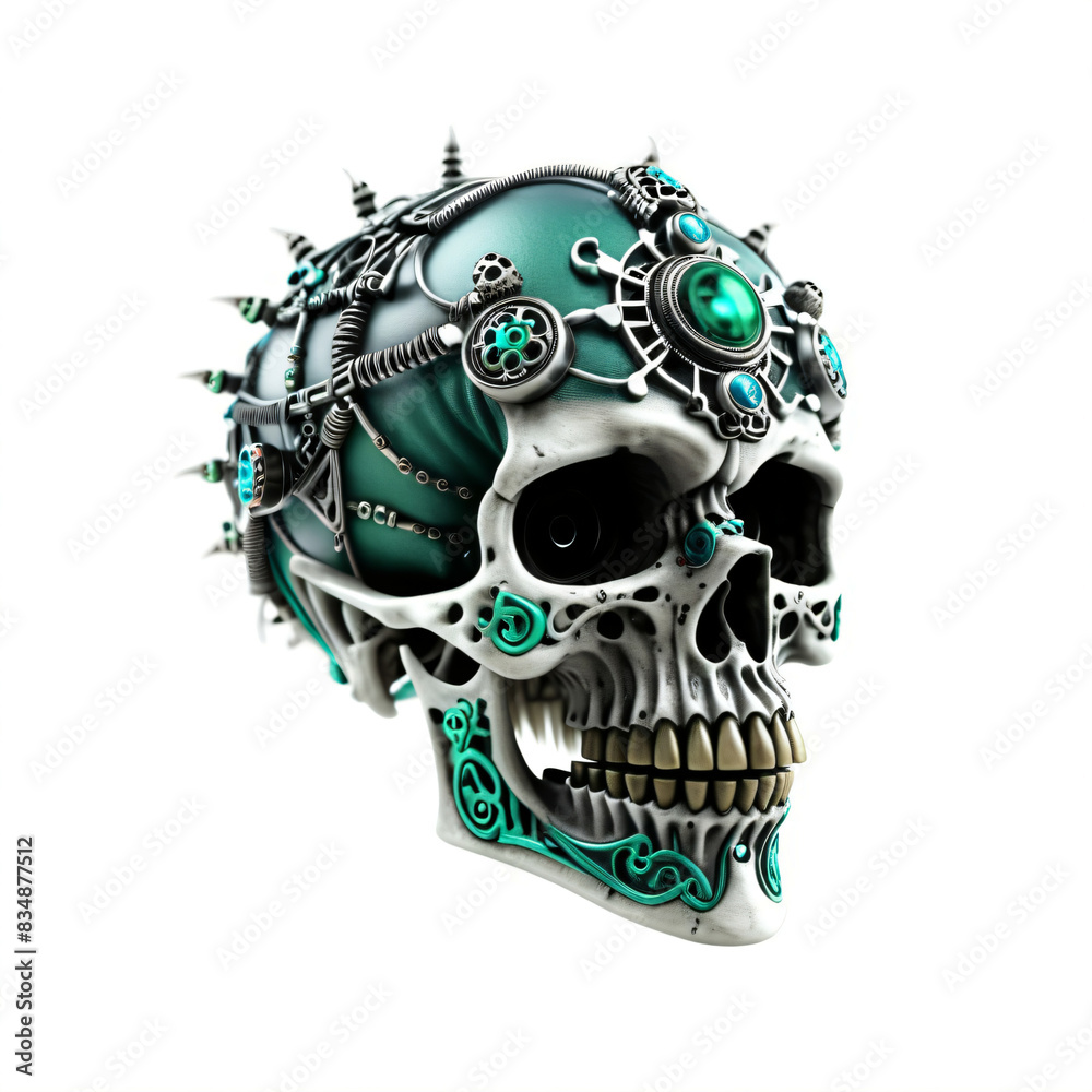 Human head skull. Isolated on white background. Gothic art style, Digital illustration. Human head skull. Isolated on white background. Gothic art style, Digital illustration.