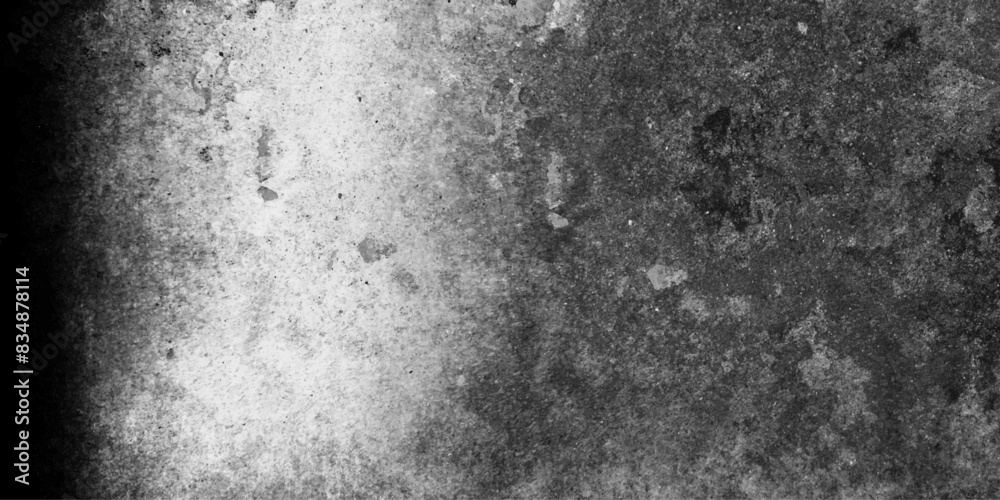 Fototapeta premium Black and white abstract grunge old concrete wall texture stain isolated overlay decorative vintage background.