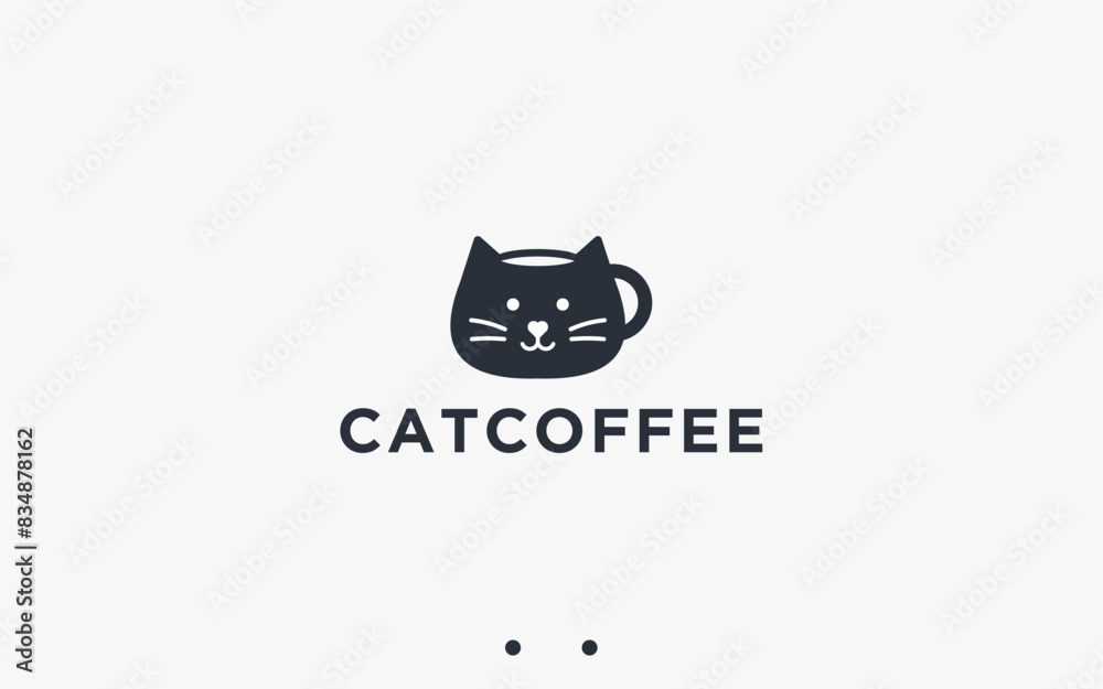 coffee with cat logo design vector silhouette illustration coffee with cat logo design vector silhouette illustration