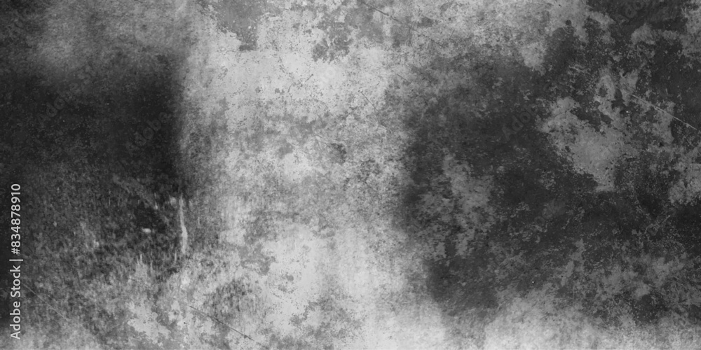 Fototapeta premium Black and white abstract grunge old concrete wall texture stain isolated overlay decorative vintage background.