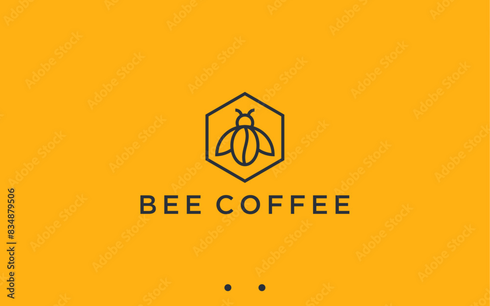 coffee with bee logo design vector silhouette illustration coffee with bee logo design vector silhouette illustration