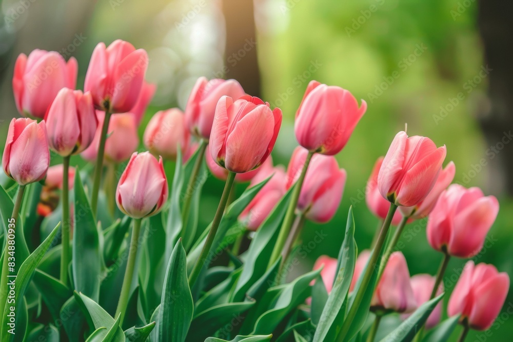 Close-up of vibrant pink tulips in full bloom – beauty, nature, gardening Close-up of vibrant pink tulips in full bloom – beauty, nature, gardening