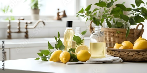 Creating a Healthier Home with Natural Cleaning Products Made from Nontoxic Ingredients. Concept Eco-friendly cleaning, Non-toxic home, DIY cleaning products, Natural ingredients, Healthy living photo