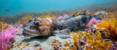 Large hagfish wriggling on the seabed photo