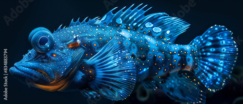 Immense abyssal fish with bioluminescent spots