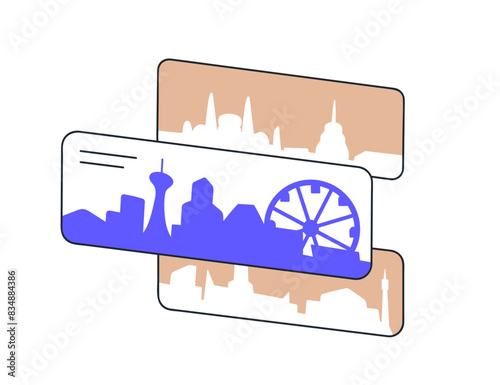 Cityscape cards, travel landmarks. Sightseeing attractions, famous buildings,...