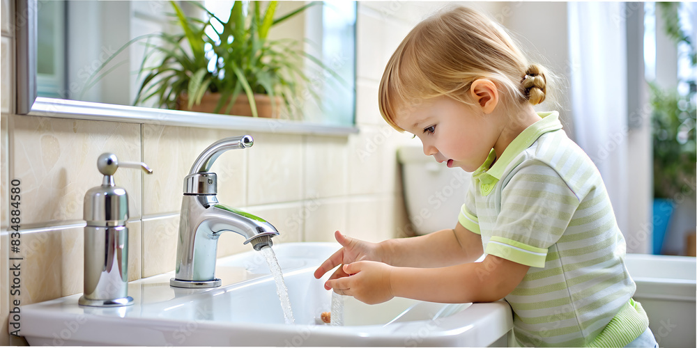 Close-up shot of a small child washing his hands Close-up shot of a small child washing his hands
