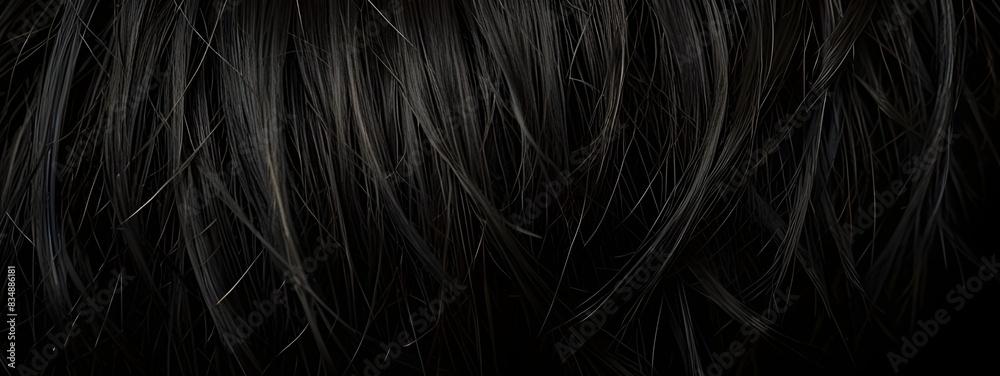Naklejka premium Black reflective hair texture