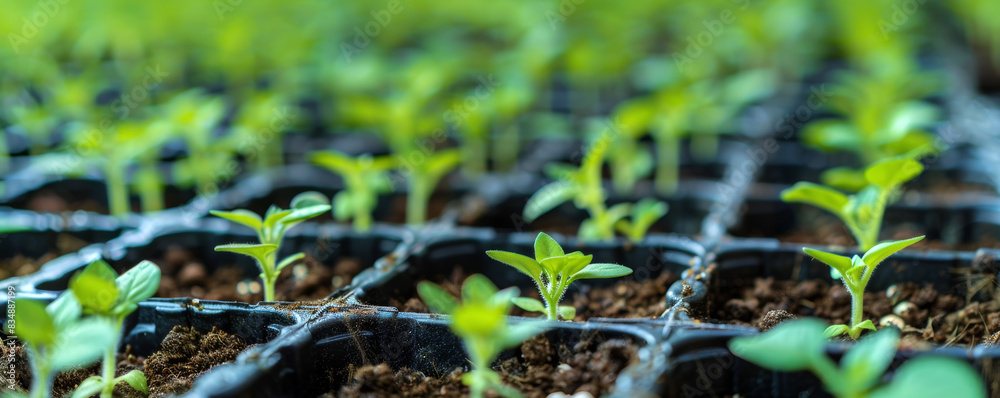 Young tomato Sprouting in Seed Trays Young tomato Sprouting in Seed Trays