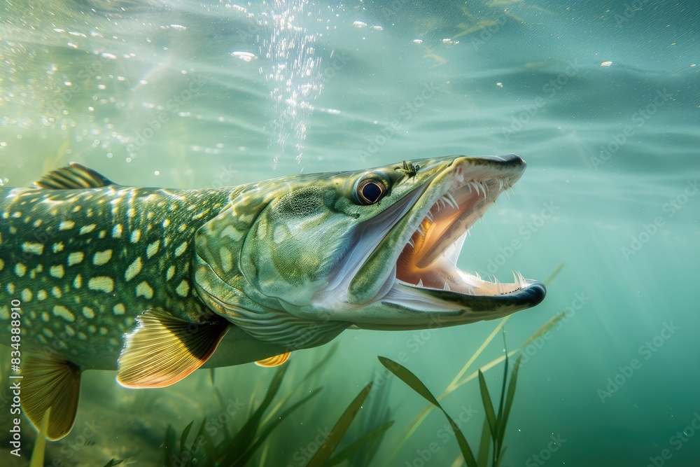 Jaws of Nature: Pike Fish Displaying Sharp Teeth Jaws of Nature: Pike Fish Displaying Sharp Teeth