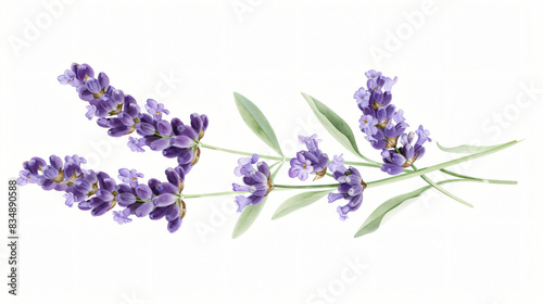 Beautiful aromatic lavender flower isolated on white -