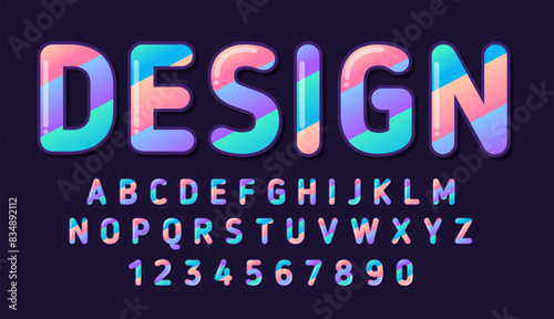 decorative gradient colorful Font and Alphabet vector