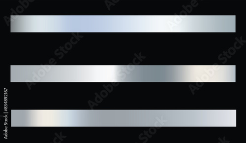 Set of Silver foil texture background. Realistic silver, gradient mesh. High resolution. Eps 10, vector illustration.