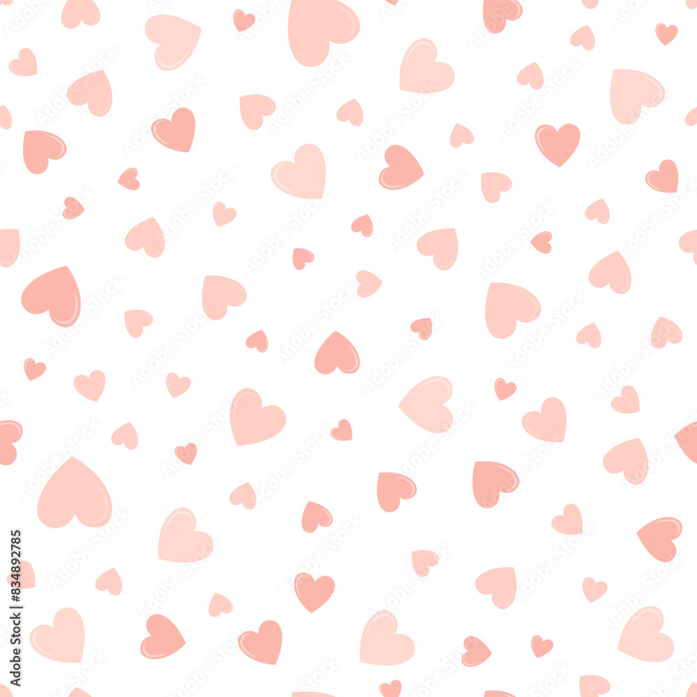 Cute hearts seamless vector pattern. Valentines day background. Flat design endless chaotic texture made of tiny heart silhouettes. Shades of old pink Cute hearts seamless vector pattern. Valentines day background. Flat design endless chaotic texture made of tiny heart silhouettes. Shades of old pink