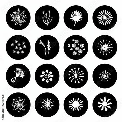 Collection of icons related to seasonal allergy.