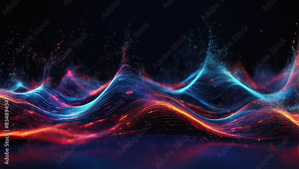 Abstract Waving Line Particle Technology Background Abstract Waving Line Particle Technology Background