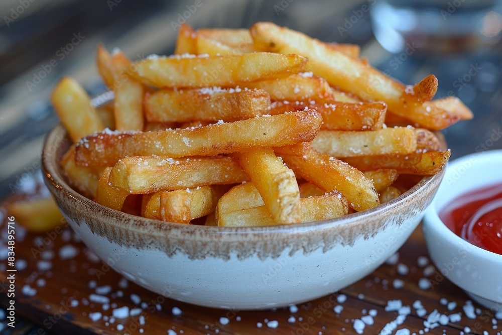 French Fries - Crispy French fries with a side of ketchup. French Fries - Crispy French fries with a side of ketchup.