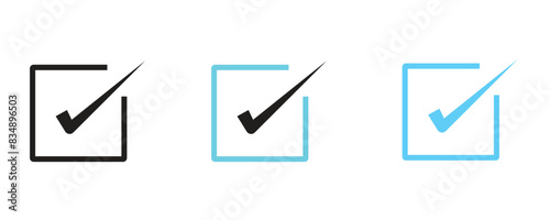 check box icon with correct, accept checkmark icons tick box checked, check list square frame - checkbox symbol approved sign, isolated with white background.