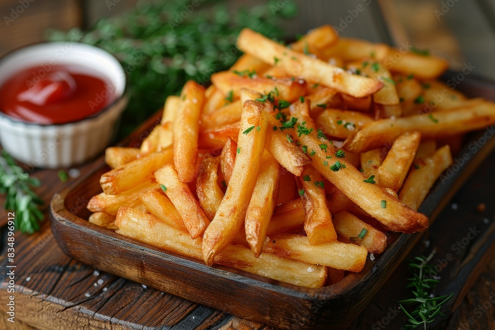 French Fries - Crispy French fries with a side of ketchup. French Fries - Crispy French fries with a side of ketchup.