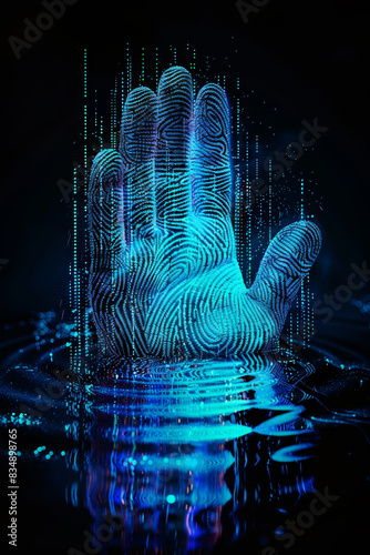 Biometrics security system. Advanced biometric security technology with digital fingerprint identification system.