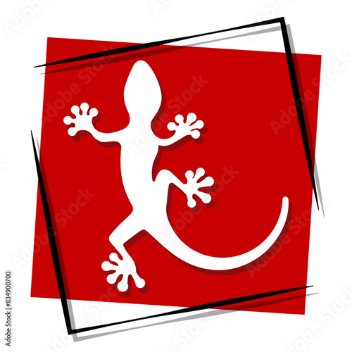 lizard red banner. Vector illustration.