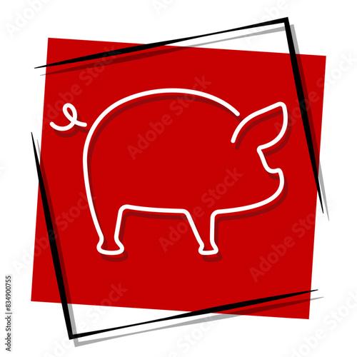 pig red banner. Vector illustration.
