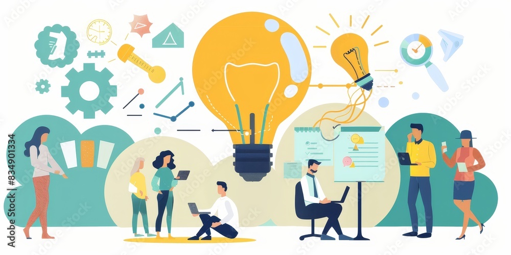 A group of people working together on a project. Brainstorming and teamwork. A group of people working together on a project. Brainstorming and teamwork.