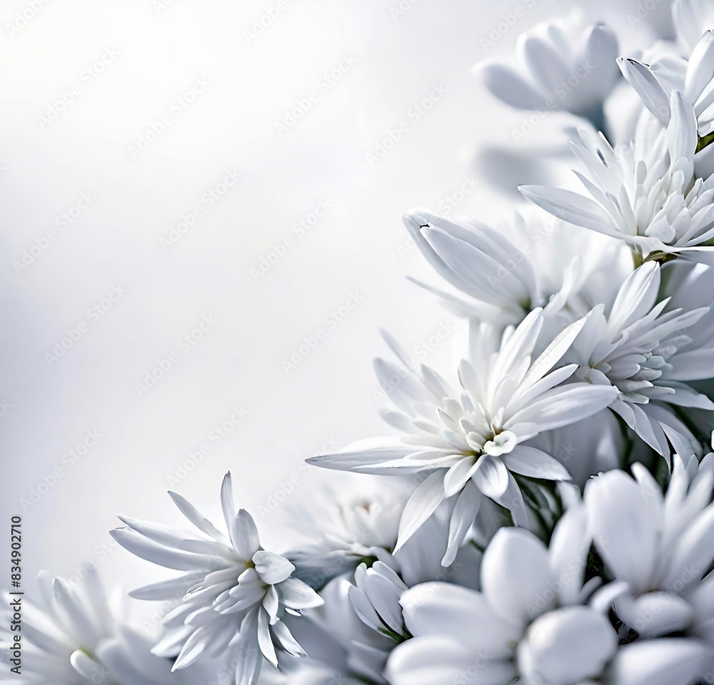 Obraz premium white flowers on blue background, bouquet, spring, plant, beauty, blossom, daisy, bloom, petal, isolated, purple, chrysanthemum, flora, summer