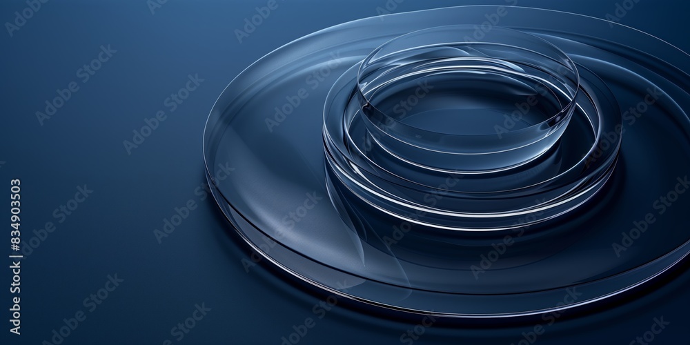 Abstract glass material three circles stacked modern minimalist
