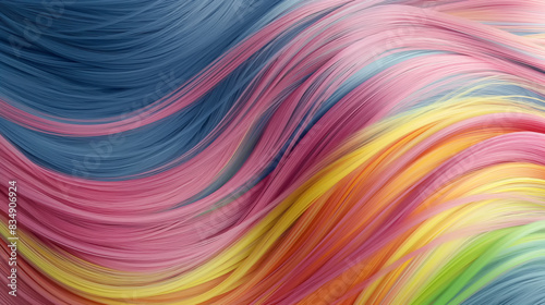 Close-up of Silky Intertwined Multicolored Hair Strands. Hair Day Background.