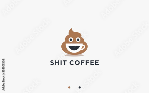 coffee poop logo design vector silhouette illustration