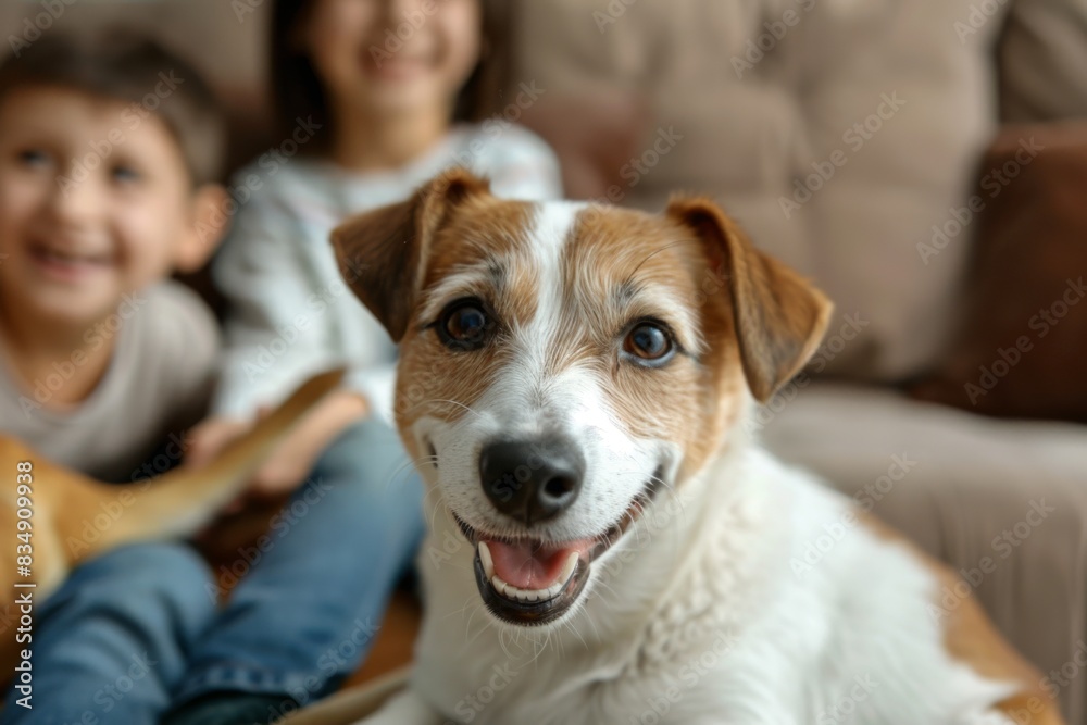 Happy family with dogs moving to new apartment pet puppy at home boxes package buy property relocation exploring house furniture help rent owner beautiful domestic dog donation charity having fun Happy family with dogs moving to new apartment pet puppy at home boxes package buy property relocation exploring house furniture help rent owner beautiful domestic dog donation charity having fun