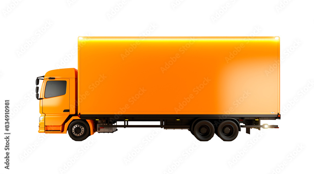 a yellow truck with a bright light on the side