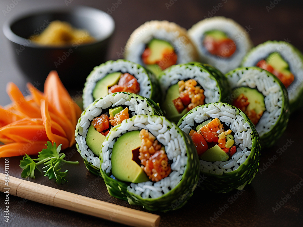 sushi rolls on a plate
