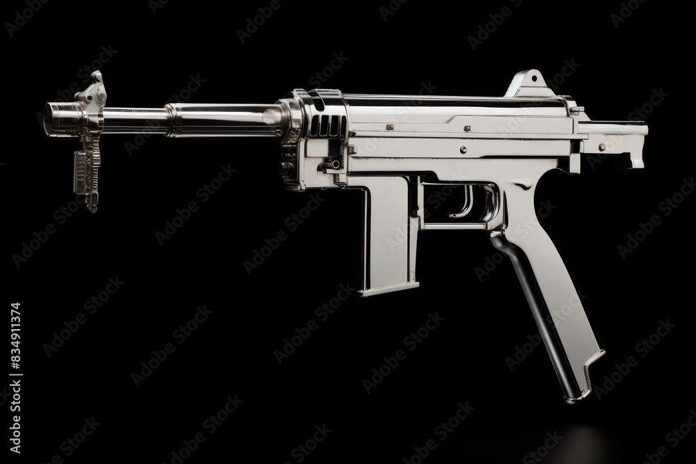 Close-up of high-quality handgun in side profile for tactical shooters and gun enthusiasts Close-up of high-quality handgun in side profile for tactical shooters and gun enthusiasts